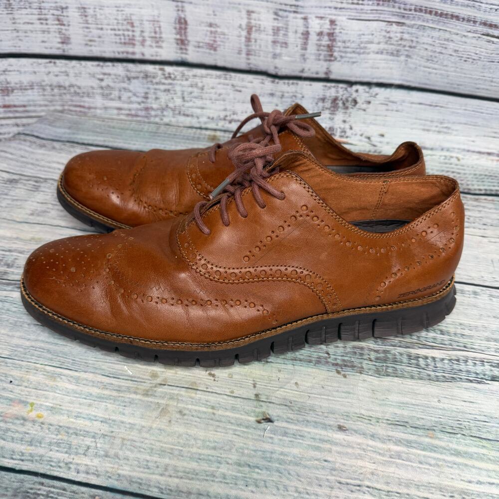 Cole Haan Zerogrand Mens 13 Brown Leather Wingtip Oxford Brogue Shoes